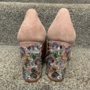 Bettye Muller Pink Suede Jeweled Embellished Pointed Toe Heels